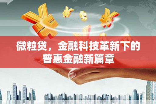 松原微粒贷，金融科技革新下的普惠金融新篇章