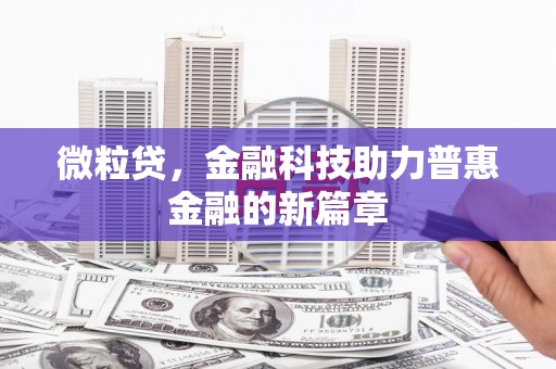松原微粒贷，金融科技助力普惠金融的新篇章