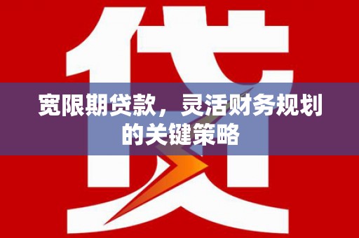 松原宽限期贷款，灵活财务规划的关键策略