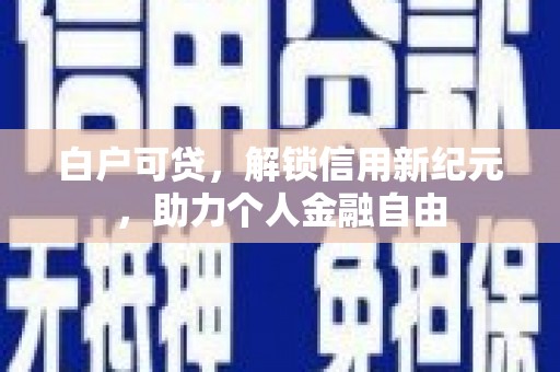 松原白户可贷，解锁信用新纪元，助力个人金融自由
