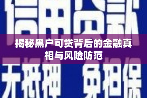 松原揭秘黑户可贷背后的金融真相与风险防范
