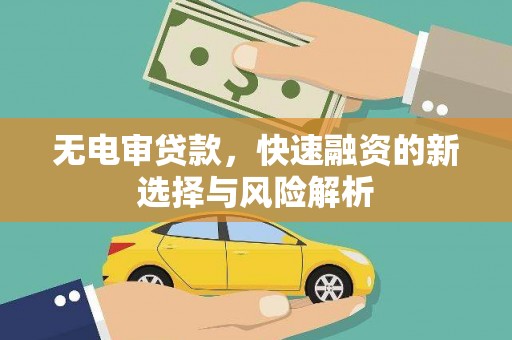 松原无电审贷款，快速融资的新选择与风险解析