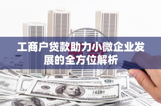 松原工商户贷款助力小微企业发展的全方位解析