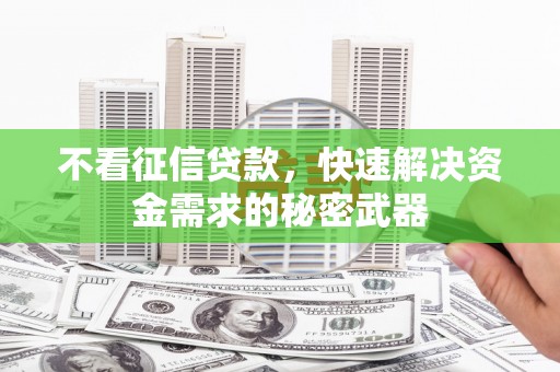 松原不看征信贷款，快速解决资金需求的秘密武器