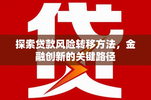 松原探索贷款风险转移方法，金融创新的关键路径