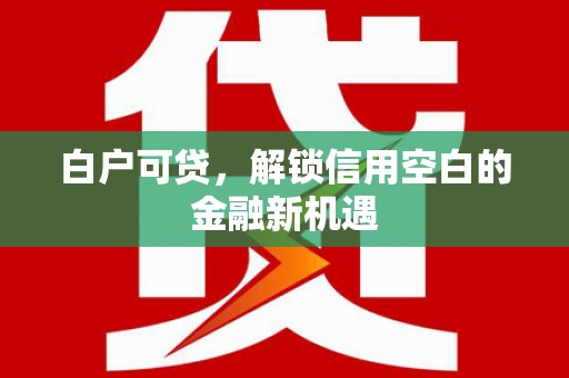 松原白户可贷，解锁信用空白的金融新机遇