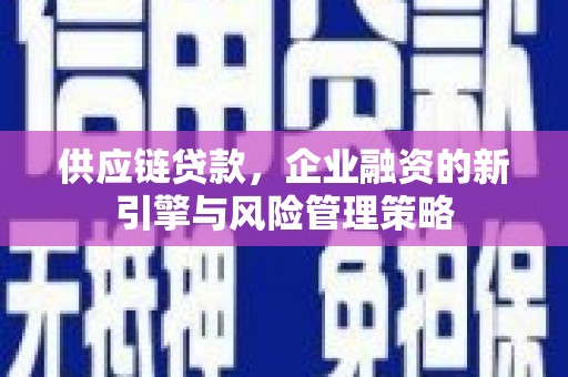 松原供应链贷款，企业融资的新引擎与风险管理策略