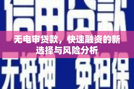 松原无电审贷款，快速融资的新选择与风险分析