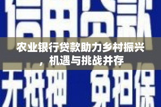 松原农业银行贷款助力乡村振兴，机遇与挑战并存